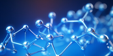Fondo científico con molécula o átomo estructura abstracta para fondo científico o médico 3d
