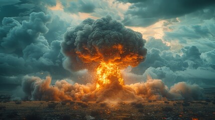 Massive Explosion Erupting From Sky - obrazy, fototapety, plakaty