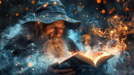 Wizard Engrossed in Book