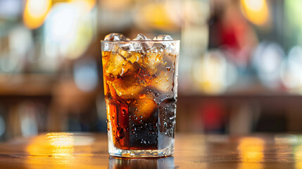 glass of cola with ice glass, drink, cola, ice, cold, soda, beverage, cocktail, alcohol, isolated, liquid, whiskey, cool, food, refreshment, white, object, brown, coke, tea, bar, fresh, rum, lemon - obrazy, fototapety, plakaty