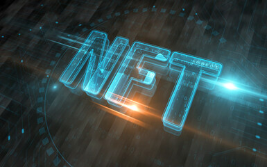 NFT non-fungible token symbol digital concept 3d illustration - obrazy, fototapety, plakaty