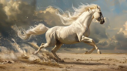 Obraz na płótnie Canvas A beautiful horse on a plain