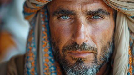 Close-Up Portrait of Man in Turban - obrazy, fototapety, plakaty