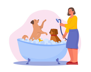 Bath dog vector concept