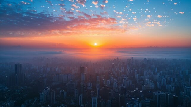 Sao Paulo sunrise, city awakening, wide angle, soft glow for an inspiring wallpaper , photographic style
