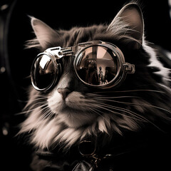  A close-up of a fashion cat with sunglasses