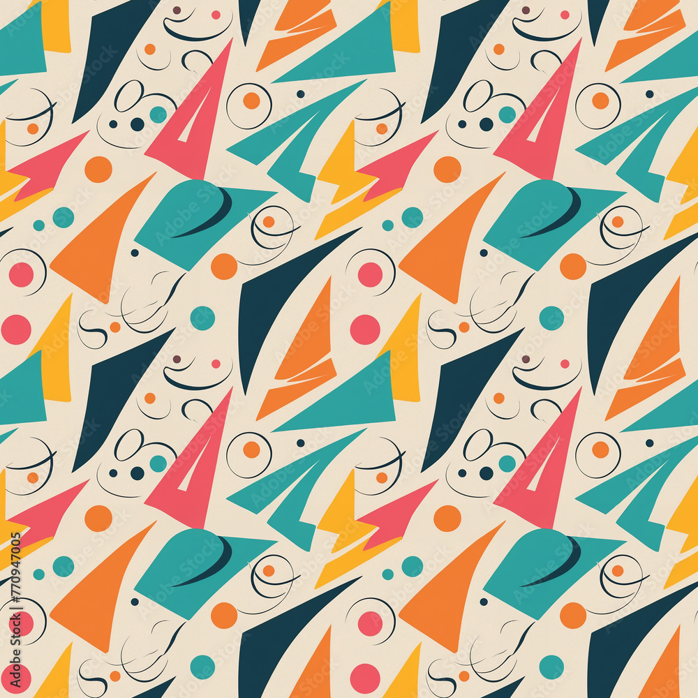 Poster abstract seamless pattern with flat geometric shapes
