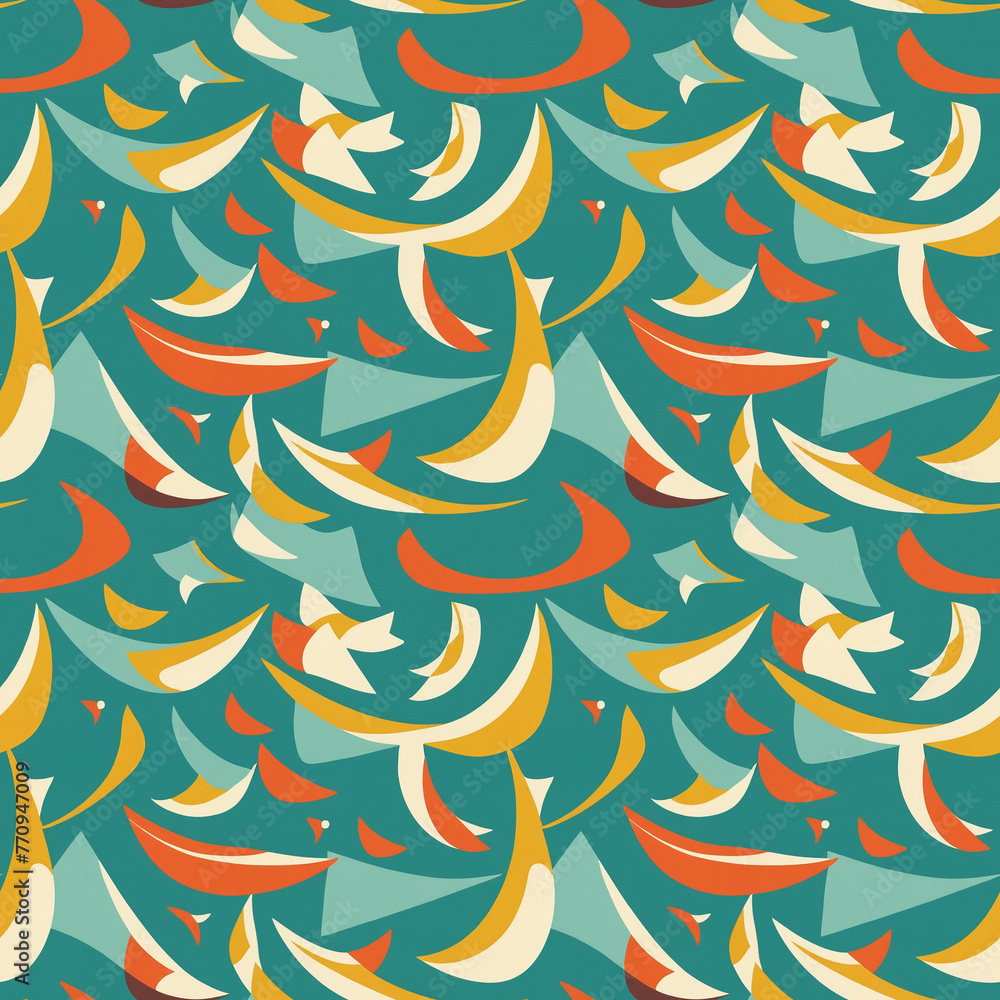 Poster abstract seamless pattern with flat geometric shapes