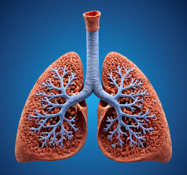 Lung anatomy on blue background