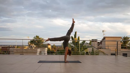 Türaufkleber yoga at the terrace Spain  © davidallphoto