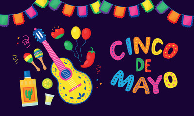 Vector banner for Cinco De Mayo celebration background. Cinco De Mayo holiday banner. Cinco de mayo design for Mexican party