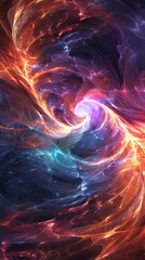 Explosive waves of cosmic energy. Abstract colored background.