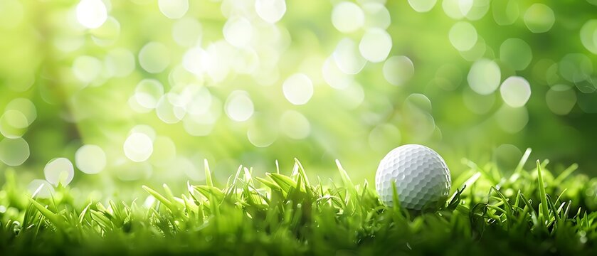 Golf ball on the tee ready to be hit off the grassy golf course field.