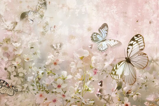 Butterflies Amidst Ethereal Florals