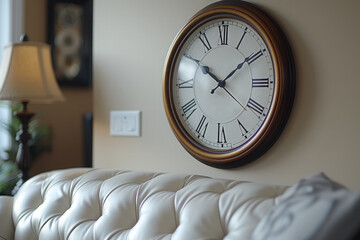 close up of a clock in the living room, Generative AI, 