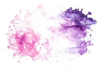 Pink and purple watercolor paint blend on white background.