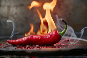 Fototapeten A burning red hot chili pepper © Emanuel
