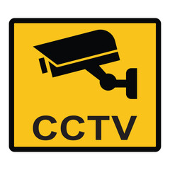 Security camera icon, video surveillance, cctv sign. Yellow square indicating camera operation. Surveillance camera,monitoring, safety home protection system. Fixed CCTV, Security Camera Icon Vector.