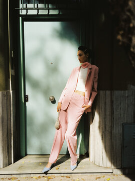 Fashion Portrait with blue door