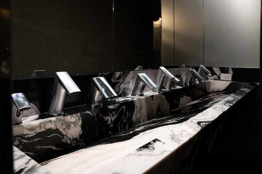 Elegant restroom with marble finish