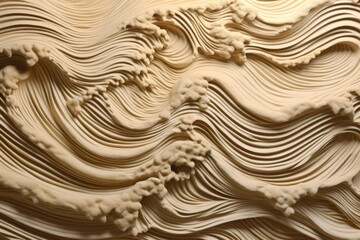 Beige wavy 3D background or wall.