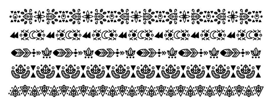 Pack of hand drawn ornamental decoration border divider