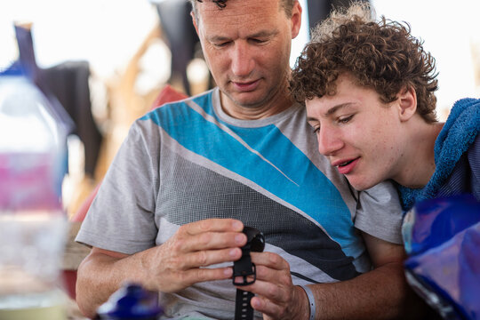 Father and son spending time together
