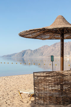 Beach booth with umbrella at Red Sea 