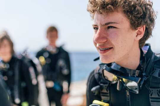 Portrait of young scuba diver