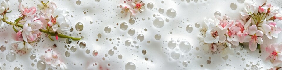 foam with flowers background. - obrazy, fototapety, plakaty