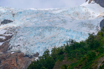 Close up of white glacier at the  Ventisquero Yelcho trail, Corcovado National Park, Chile