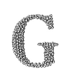 Symbol made of black volleyballs. letter g