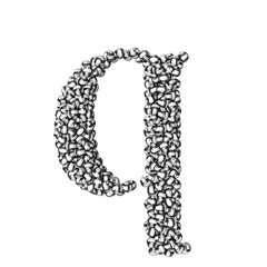 Symbol made of black volleyballs. letter q