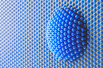 Set of blue spherical parts. Fragment of a volumetric sphere in a matrix of matching elements....