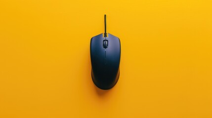 Computer mouse isolated on the yellow background - obrazy, fototapety, plakaty