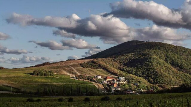 Landscape of an Italian village in a mountainous 