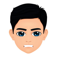 angry boy irritated and clenching his teeth