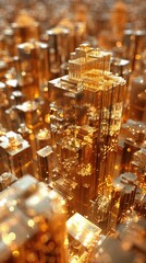 Craft a visually striking highangle view composition displaying the strategic use of gold in technology Targeting highend markets, this image should exude status and exclusivity
