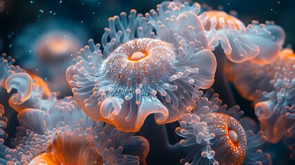Delve into the mesmerizing textures of anemones, where tentacles sway with the rhythm of the ocean's currents.