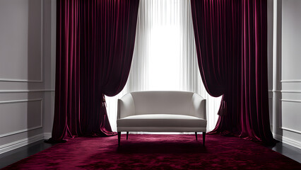 This is an interior image with red and burgundy as the main colors. Generative ai.