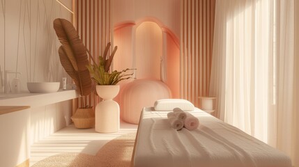Fototapeta na wymiar 3D rendering of luxury pink spa composition