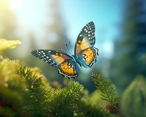 Fototapeta na wymiar Butterfly in the forest. Beautiful butterfly in the nature.