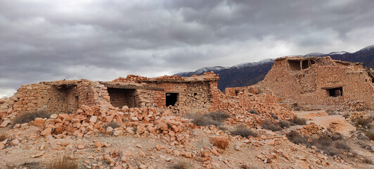 The balconies of Ghoufi, ancient Berber village, with stone and clay houses, carved into waterfalls...