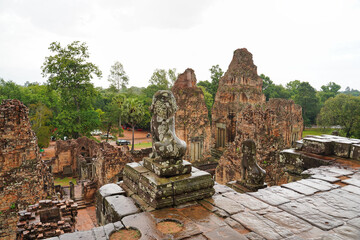 Pre Rup - 10th century classical Khmer pyramid temple complex built by Rajendravarman in red...