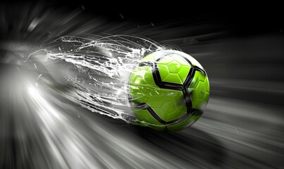 Football in motion with creative elements and motion blur