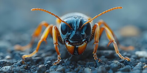 Detailed image of a person experiencing extreme fear of ants showcasing anxiety and distress caused by the tiny creatures. Concept Fear of Ants, Anxiety, Distress, Extreme Emotion, Emotional Response - obrazy, fototapety, plakaty