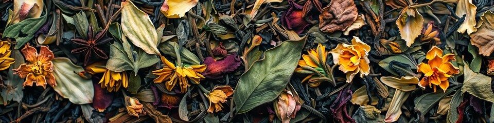 herbal tea leaves. - obrazy, fototapety, plakaty