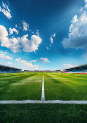 Pristine Soccer Field Under a Clear Blue Sky on a Sunny Day. AI.