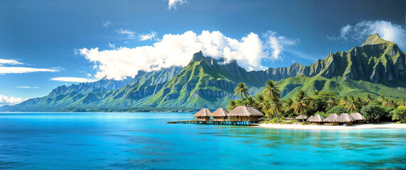 French Polynesia, Tahiti, South Pacific. - obrazy, fototapety, plakaty