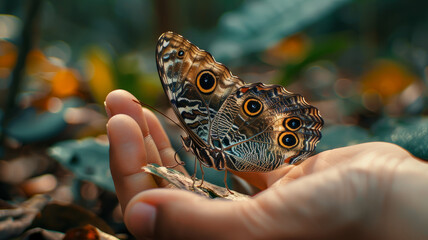 Close-up of a butterfly on a hand